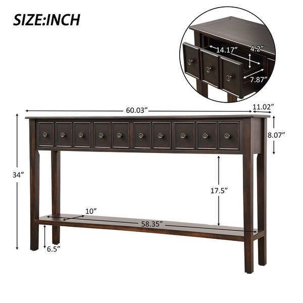 Rustic Entryway Rectangle Console Table, 60