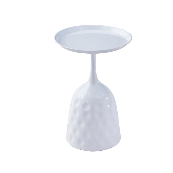Wine Cup Metal Side Table, Small Sofa Table, Round White Nightstand