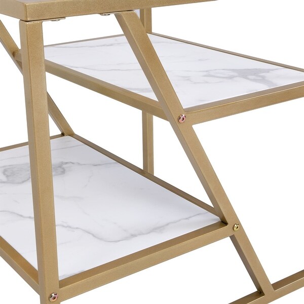 3-Tier Storage Side Table Modern Square End Table with Metal Frame Sofa Table for Couch, Bedroom, Living Room,Office