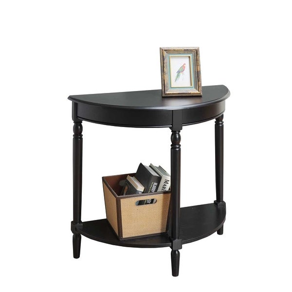 French Country Half-Round Entryway Table with Shelf, Black