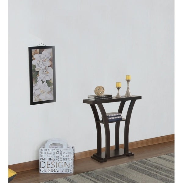 Wooden Console Table With 1 Shelf, Dark Espresso