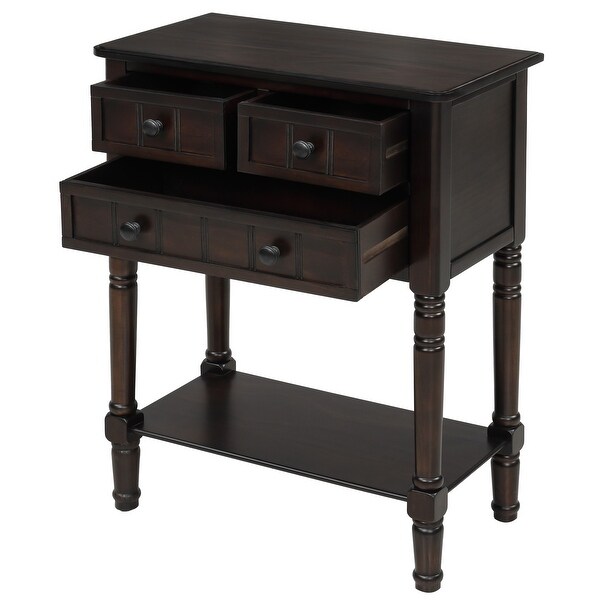 Narrow Console Table; Slim Sofa Table with Three Storage Drawers and Bottom Shelf for Living Room; Easy Assembly - 31.1
