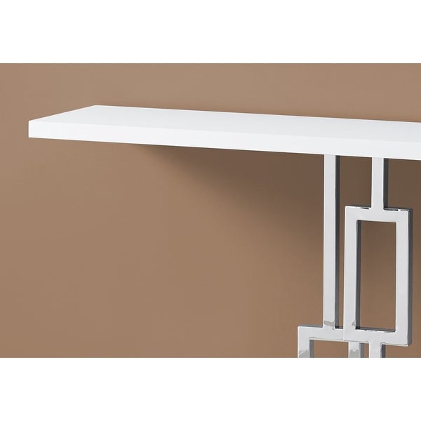 Accent Table, Console, Entryway, Narrow, Sofa, Living Room, Bedroom, Metal, Laminate, Glossy Chrome, Contemporary, Modern