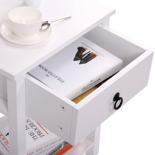 2 Piece Coffee Table with One Drawer Bedside Table X-Shaped Side Table with Storage Shelf End Table for Living Room,Bedroom