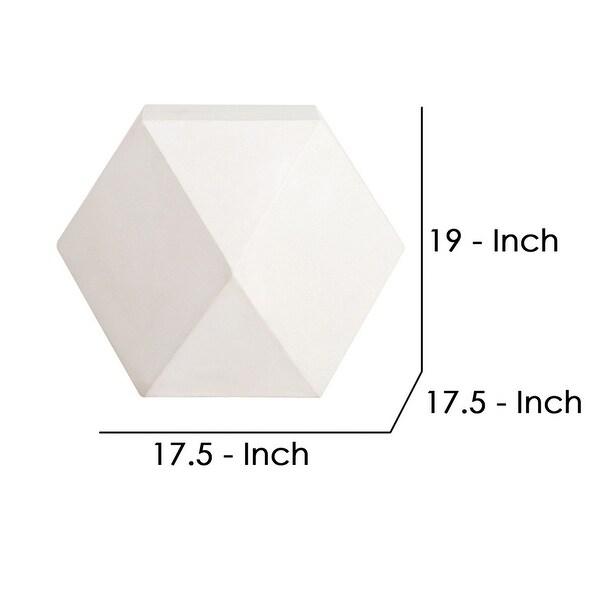 Geometric Shape Concrete Accent Table with Faceted Sides, Cream