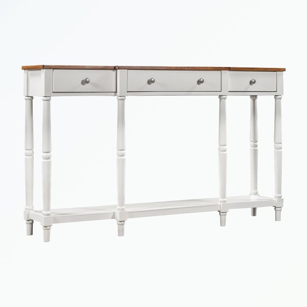 Solid Wood Console Table, with Storage Shelf and Drawer