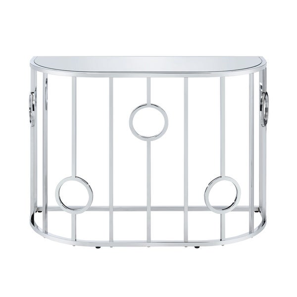 Hoop Glam Chrome Mirror Sofa Table by Furniture of America
