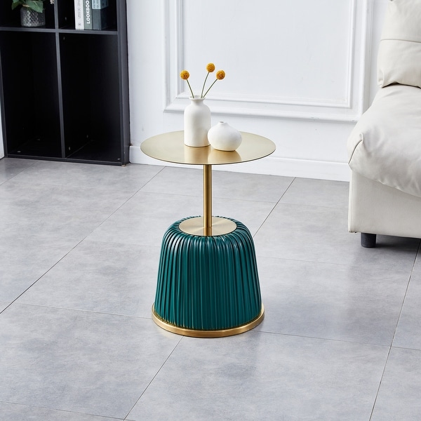Metal Covered Side Table, Small Sofa Table, Exquisite End Table with Gold Table Top, Living Room Side Table