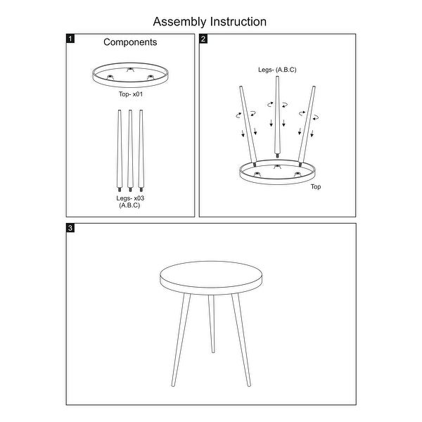 23 Inch Round Modern Minimalist Metal Side Table with Tripod Base, Charcoal Black