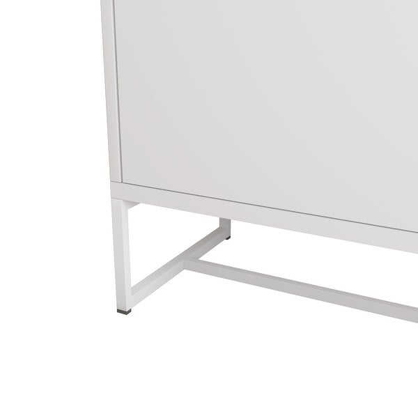 White Modern Sideboard,Kitchen Storage Cabinet with Metal Legs