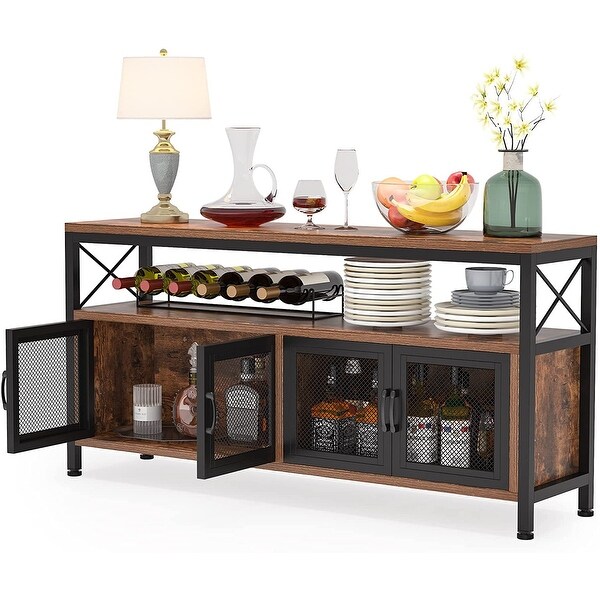 Narrow Long Console Table with Doors, Large 3-Tier Sofa Table - 58.27