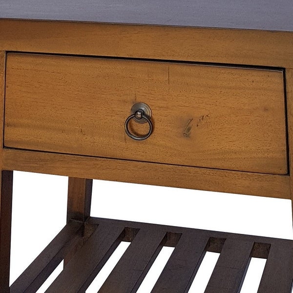 26 Inch Side Table, Classic Look, Drawer, Slatted Shelf, Modern Wood Brown - 15.5 H x 15.5 W x 25.5 L Inches