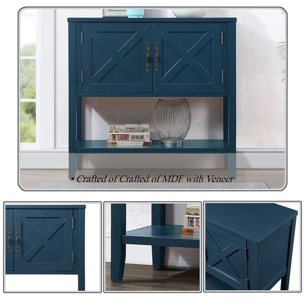 35'' Wood Sideboard Console Table with Bottom Shelf and 2 Door Cabinet for Living Room, Entryway, Kitchen Dining Room Furniture