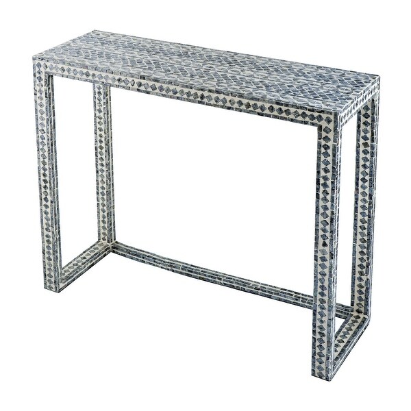 36 Inch Accent Console Table, Capiz Shell Inlay, Rectangular, Gray