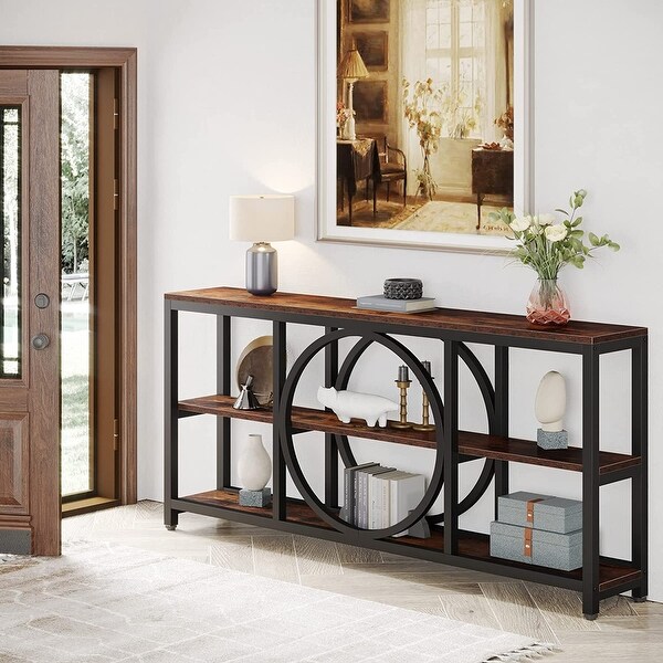 Sofa Console Table, 3 Tiers Industrial Narrow Long Sofa Table