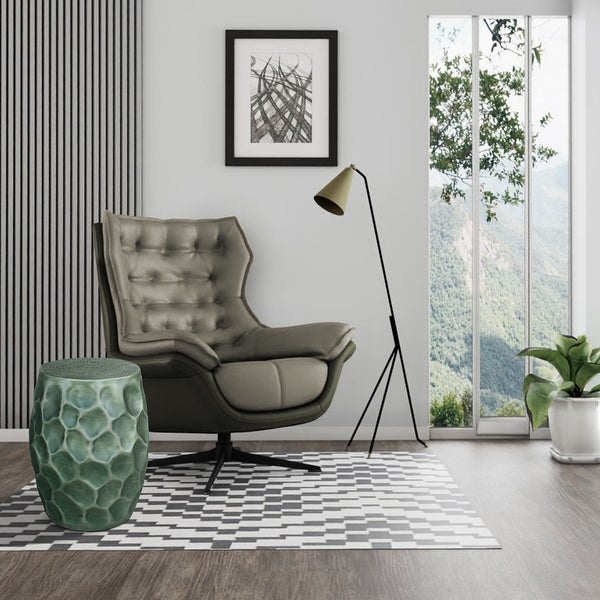 Jed 20 Inch Handcrafted Industrial Round Side Table, Aluminum, Hammered Texture, Antique Burnt Green