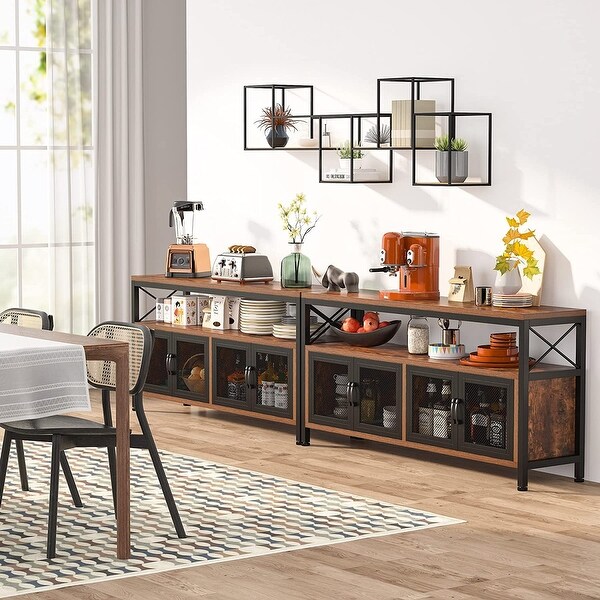 Console Sofa Table with Doors, 3 Tiers TV Stand, Entertainment Center