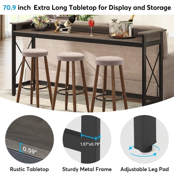 Sofa CouchTable with Outlets and USB Ports, 70.9 inch Long Entryway Console Table