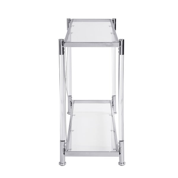 Modern Acrylic Glass Console Table with Storage Shelf Plant Side Table for Hallway, Foyer, Living Room