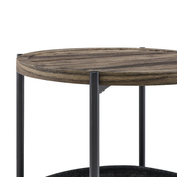 Modern Accent End Table/Side/Leisure Table Tables with Storage Basket, Grey Cloth Bag, for Living Room/Bedroom Furniture