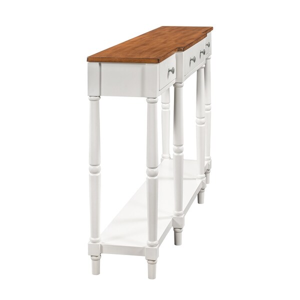 Solid Wood Console Table, Classic Entryway Table With Storage Shelf And Drawer For Home