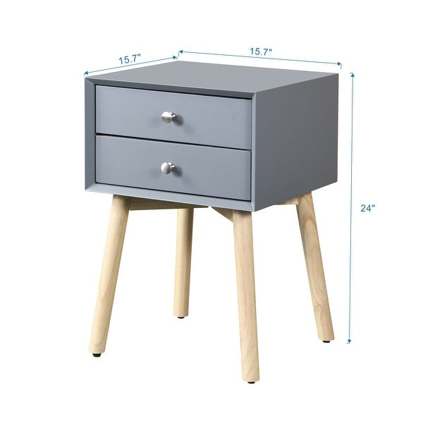 Mid-Century Modern Storage Cabinet, Side Table with 2 Drawers