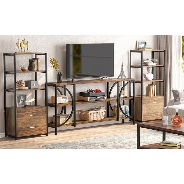 3 Tier Narrow Console Table with Storage Shelves, Industrial Entryway Table Behind Sofa Couch for Living Room