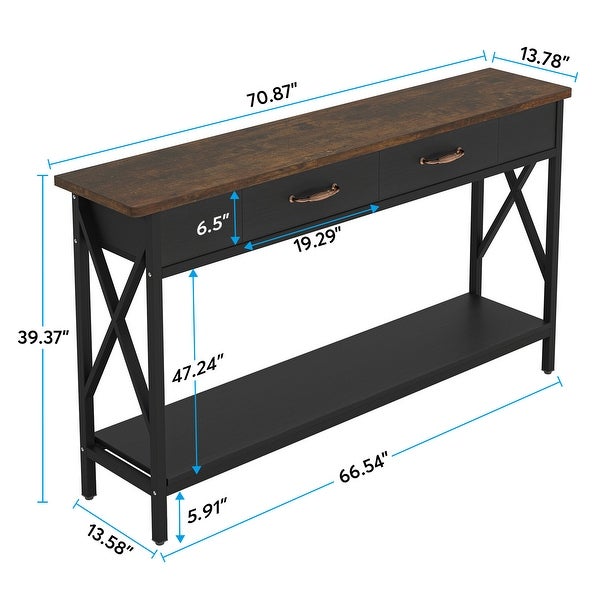 Sofa Table, Narrow Industrial Console Table,Entryway Table with Drawer
