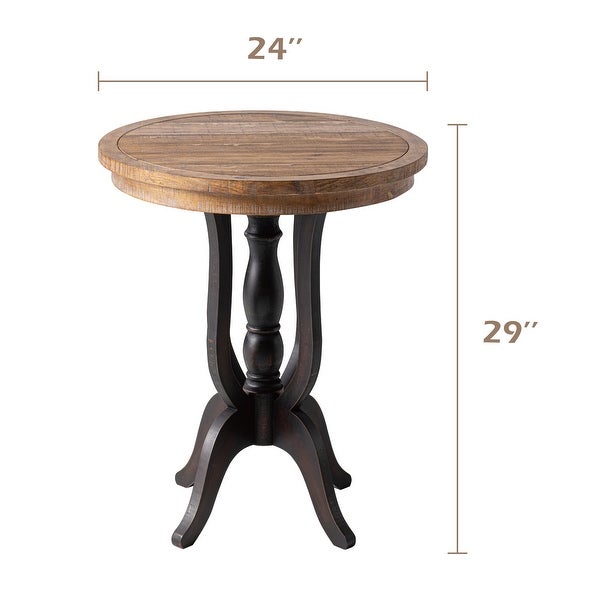 COZAYH Rustic Farmhouse End Table, Natural Top Side Table for Family, Dinning or Living Room, Handcrafted Finish, Modern