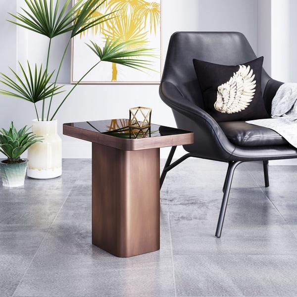 Marcos Side Table Black and Antique Bronze - Black, Antique Bronze - 19.9