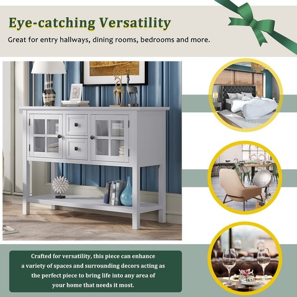 45'' Modern Console Table with 2 Drawers, 2 Cabinets and 1 Shelf