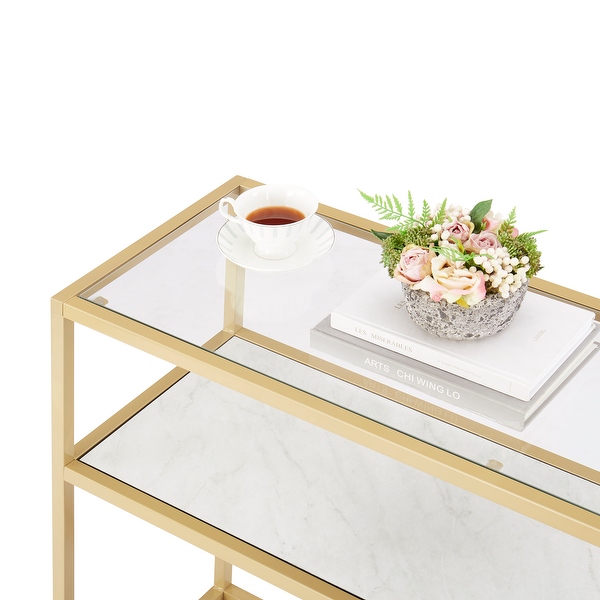 Glass Console Sofa Table, Modern Open Hallway Table, Narrow Entryway Table
