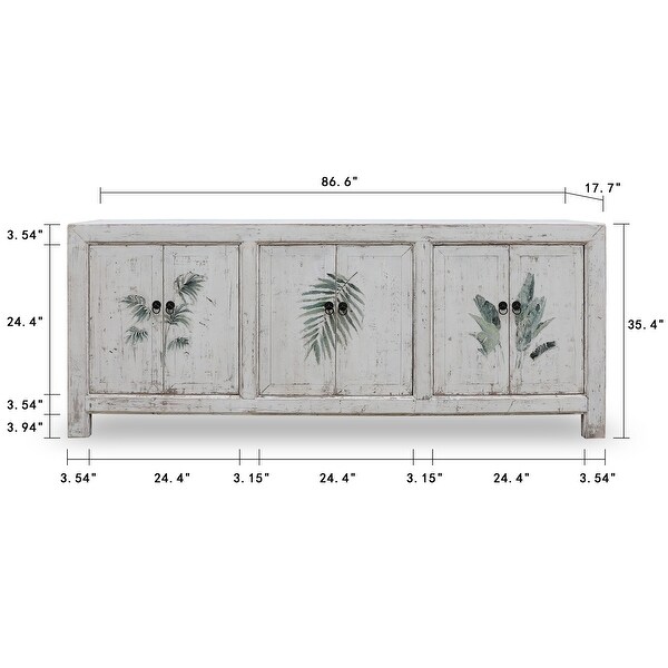 Artissance Tropea 6 Doors Sideboard, Distressed White 86.6x17.7x35.4H