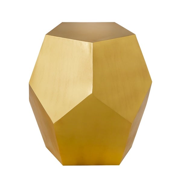 Pasargad Home Mona Diamond Shape Iron Side Table, Brass Finish - 12