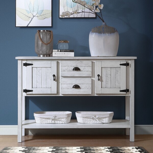 48'' Console Table with 2 Drawers, Cabinets and Bottom Shelf, Retro Style Storage Cabinet for Living Room
