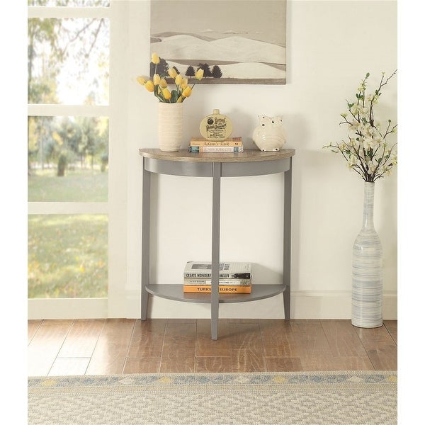 Half Moon-Shape Console Table, Side Table W/ Lower Display Shelf