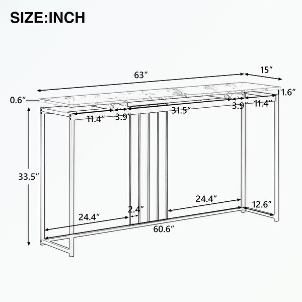 Console Table, Extra Long Entryway Table with Metal Frame