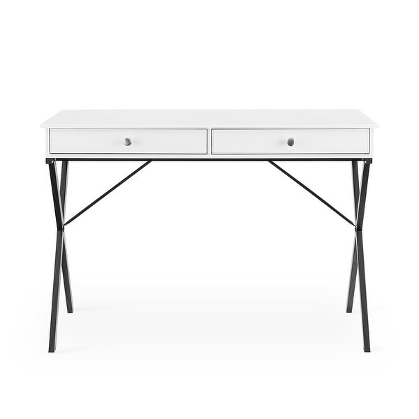 2 Drawers Writing Desk with Stoving Varnish Steel Frame, MDF Table Top