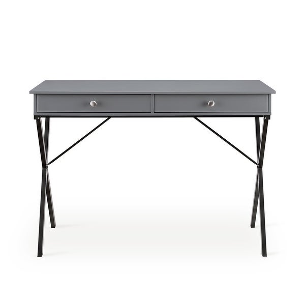 2 Drawers Writing Desk with Stoving Varnish Steel Frame, MDF Table Top