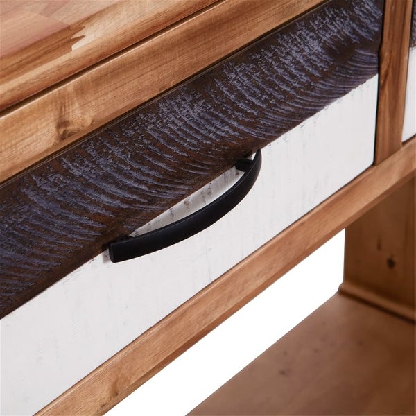 Console Table with Storage Drawer, Solid Acacia Wood Table for Hallway