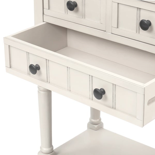 Narrow Console Table, Slim Sofa Table with Three Storage Drawers and Bottom Shelf - 23.7