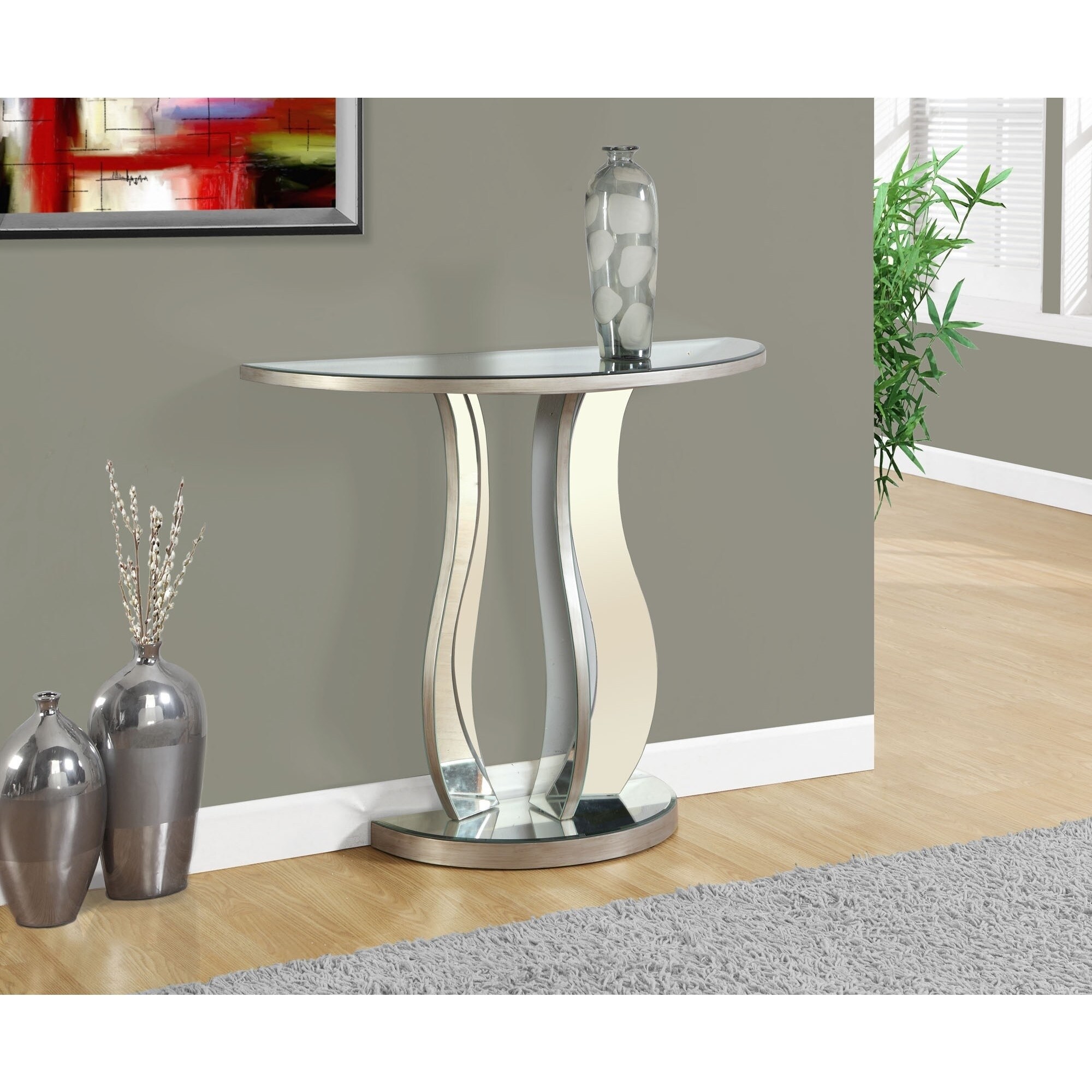 Accent Table, Console, Entryway, Narrow, Sofa, Living Room, Bedroom, Mirror, Clear, Transitional