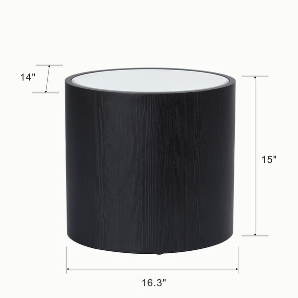 Dann Foley Lifestyle - Oval Side Table - Black Veneer, Inset Mirrored Table Top