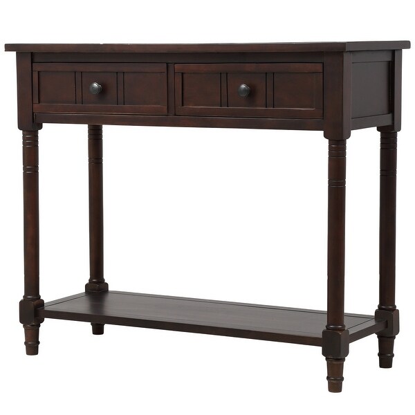 Daisy Series Traditional Design Console Table with 2 Drawers and Open Style Bottom Shelf, Wood Entryway Table for Living Room