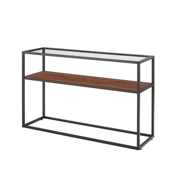 Glass Console Sofa Table, Modern Open Hallway Table, Narrow Entryway Table