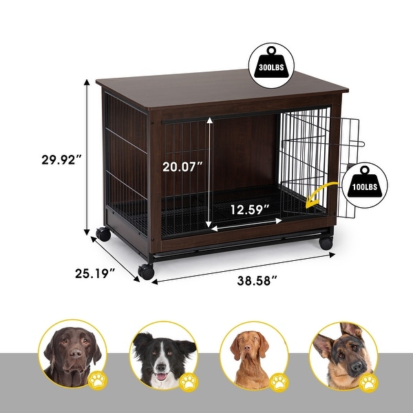 Side Table with Dog Cage Design, Small/ Medium/ Large Sizes to Choose