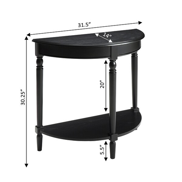 French Country Half-Round Entryway Table with Shelf, Black