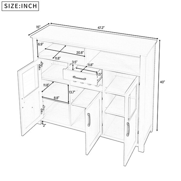 Retro Side Tables with Wine Rack, Drawer and Adjustable Shelves