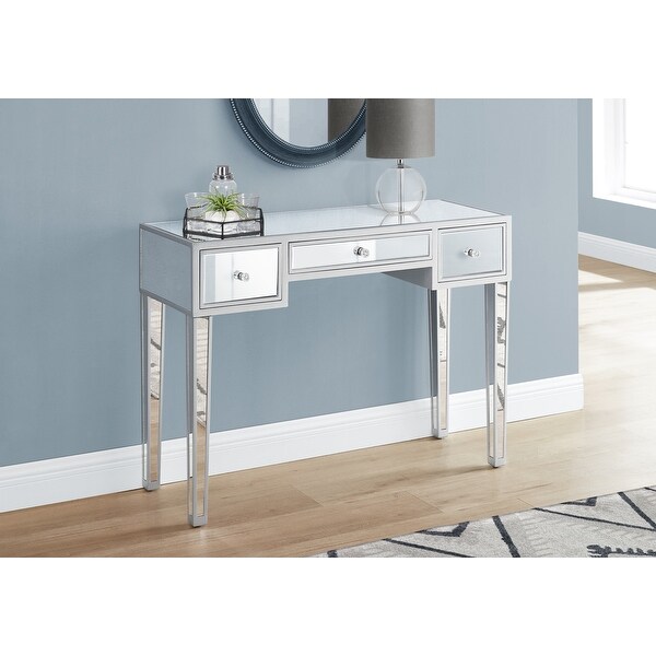 Accent Table, Console, Entryway, Narrow, Sofa, Storage Drawer, Living Room, Bedroom, Mirror, Clear, Transitional