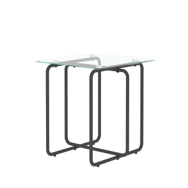 High Quality Glass End Table, Side Table with Metal Base